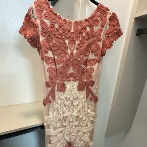 JS Collections Red and Brown Sheath Midi Dress